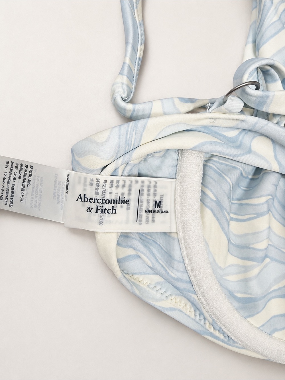 Abercrombie & Fitch Light Blue and White Marble Bikini Top and Bottoms - Picture 6 of 6